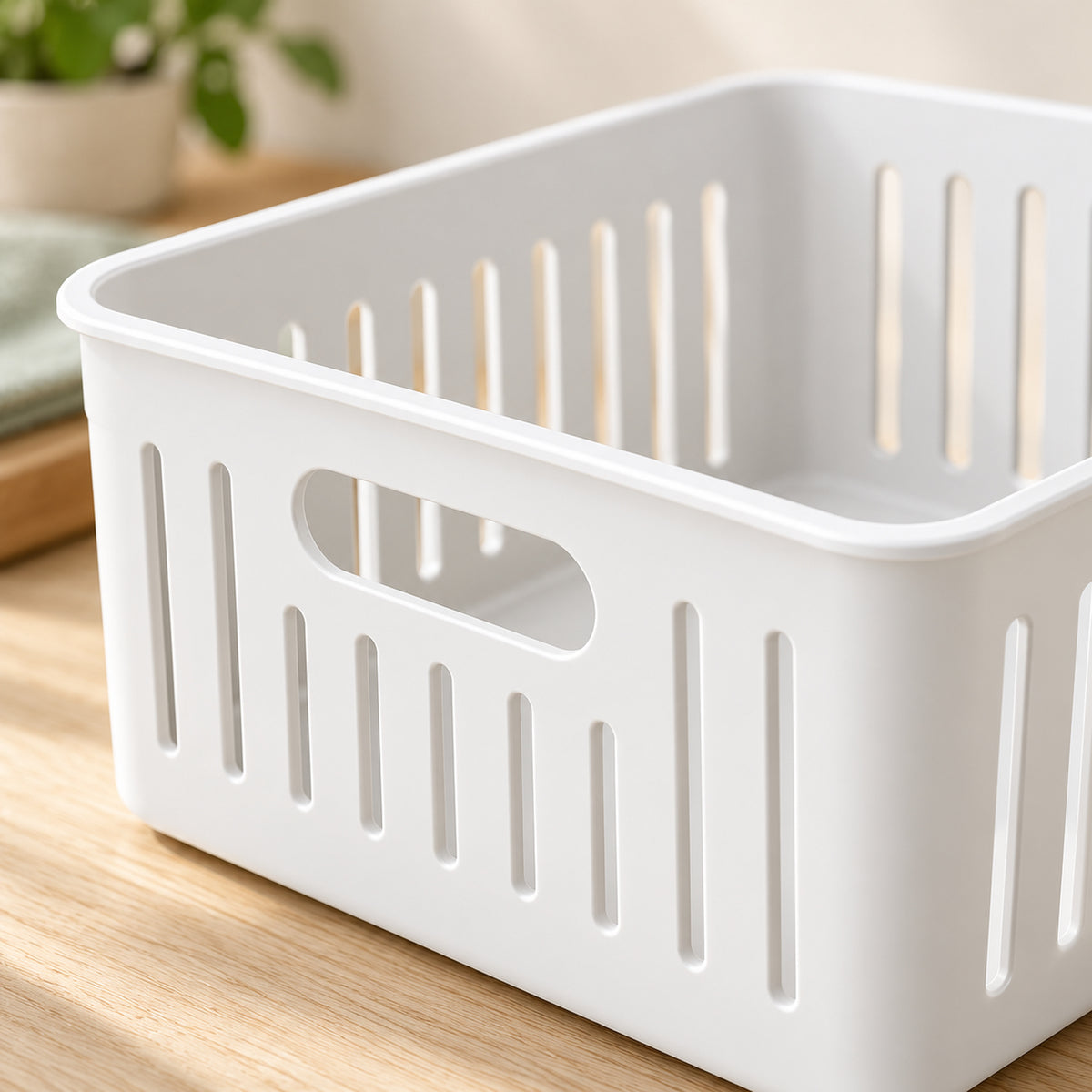 Handled Storage Baskets - White, Set of 3