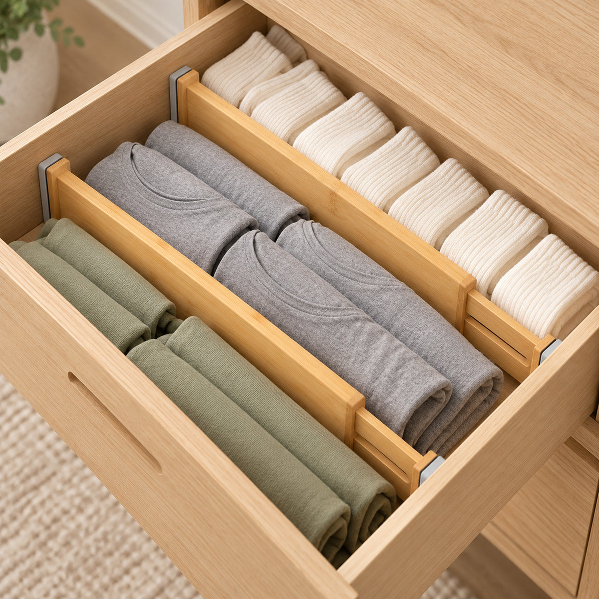 Expandable Bamboo Drawer Dividers - Set of 2