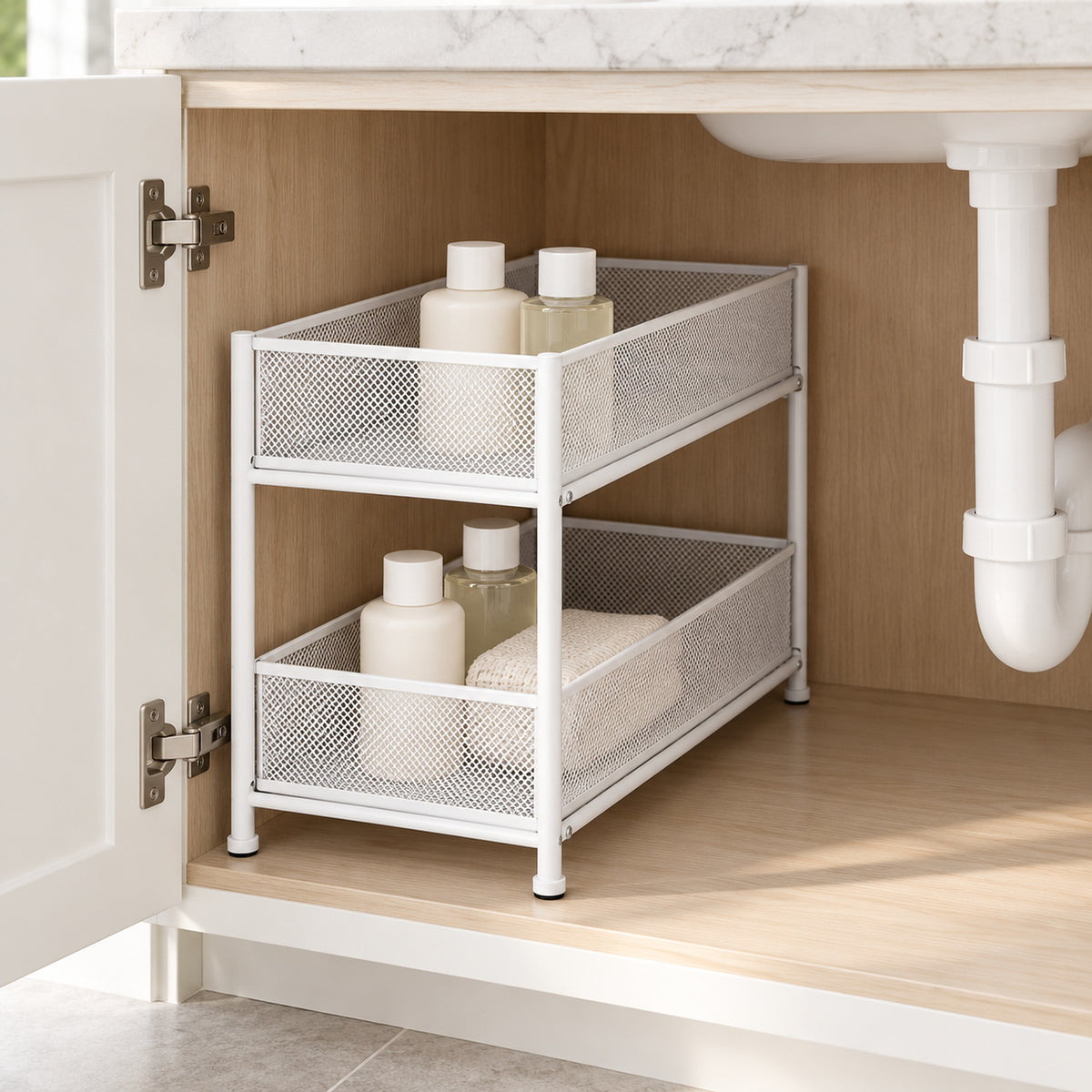 Two-Tier Under-Sink Organizer - White
