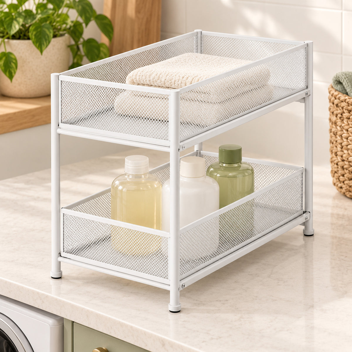 Two-Tier Under-Sink Organizer - White