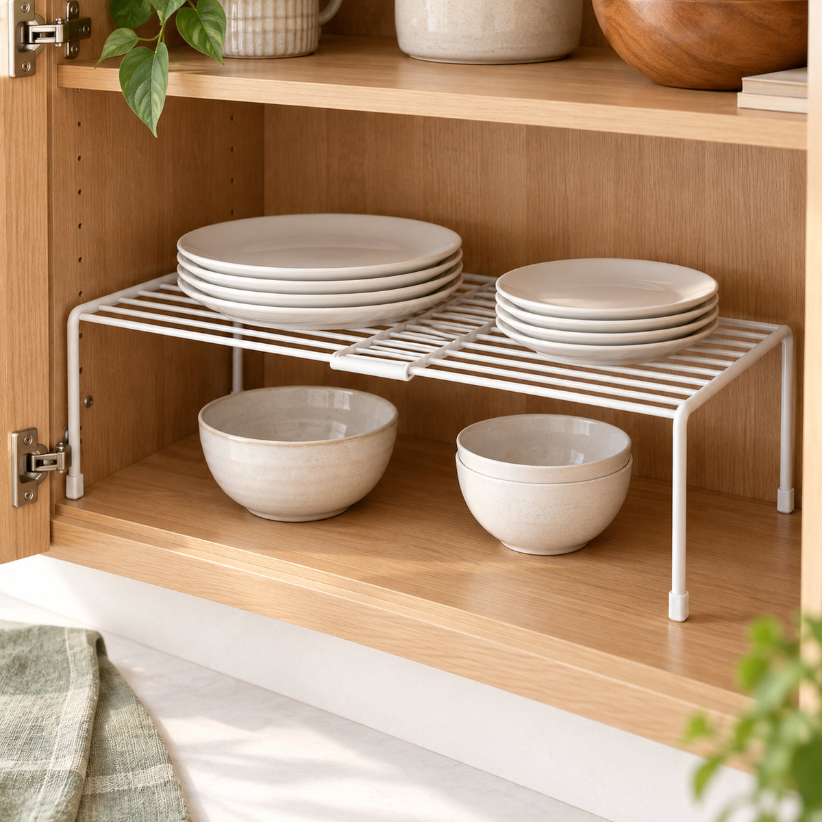 Expandable Cabinet Shelf Organizer - White
