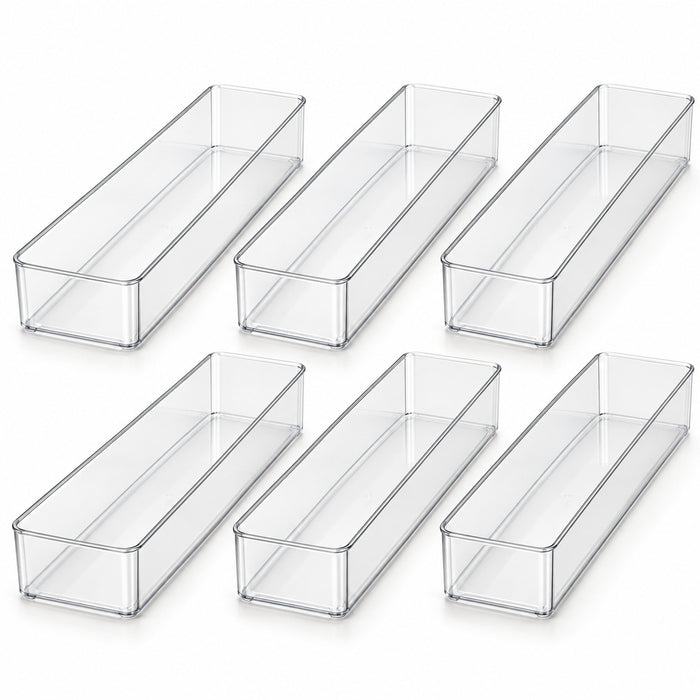 Clear Modular Drawer Organizer Trays - Set of 6