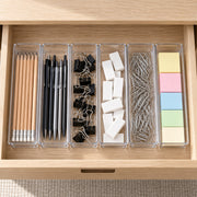 Clear Modular Drawer Organizer Trays - Set of 6