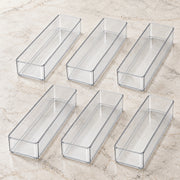 Clear Modular Drawer Organizer Trays - Set of 6