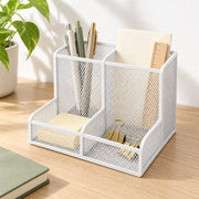 Four-Compartment Mesh Desktop Organizer - White