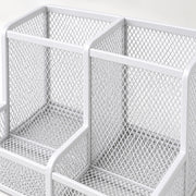 Four-Compartment Mesh Desktop Organizer - White